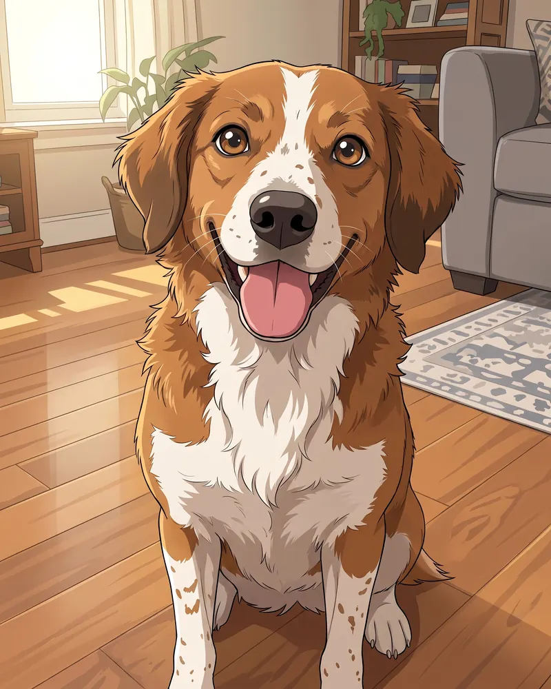 El mismo perro dibujado en estilo anime